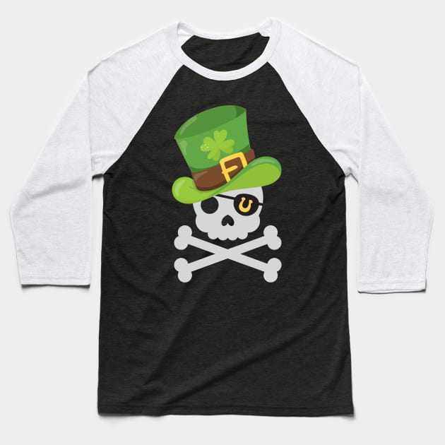 Irish Pirate St. Patrick's Day Baseball T-Shirt by 4Craig